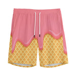 Pink Ice Cream Melted Print Men's Sports Shorts