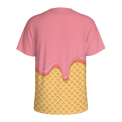 Pink Ice Cream Melted Print Men's Sports T-Shirt