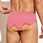 Pink Ice Cream Melted Print Men's Swim Briefs