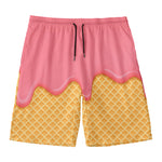 Pink Ice Cream Melted Print Men's Swim Trunks