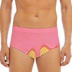 Pink Ice Cream Melted Print Men's Triangle Swim Briefs