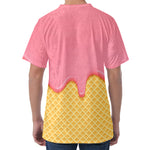 Pink Ice Cream Melted Print Men's Velvet T-Shirt