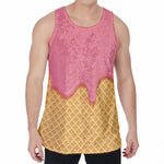 Pink Ice Cream Melted Print Men's Velvet Tank Top