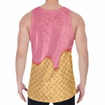 Pink Ice Cream Melted Print Men's Velvet Tank Top