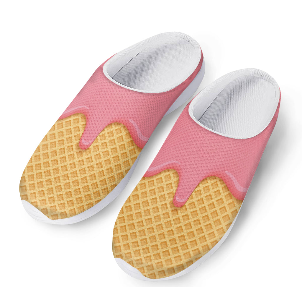 Pink Ice Cream Melted Print Mesh Casual Shoes