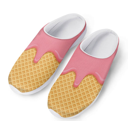 Pink Ice Cream Melted Print Mesh Casual Shoes