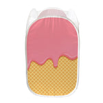 Pink Ice Cream Melted Print Mesh Laundry Hamper