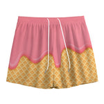 Pink Ice Cream Melted Print Mesh Shorts