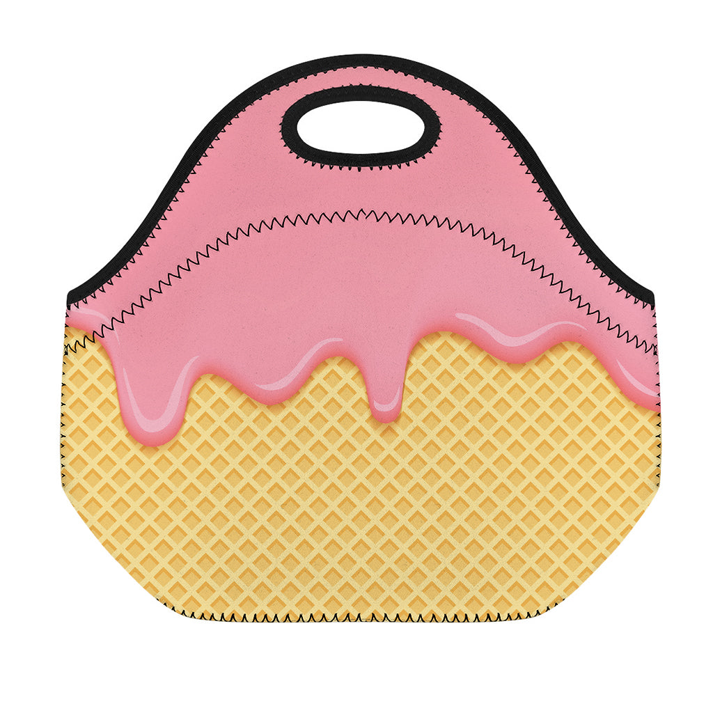 Pink Ice Cream Melted Print Neoprene Lunch Bag