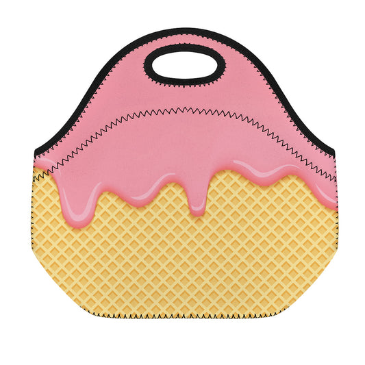 Pink Ice Cream Melted Print Neoprene Lunch Bag