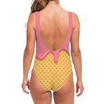 Pink Ice Cream Melted Print One Piece Swimsuit
