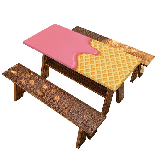 Pink Ice Cream Melted Print Picnic Table Cover