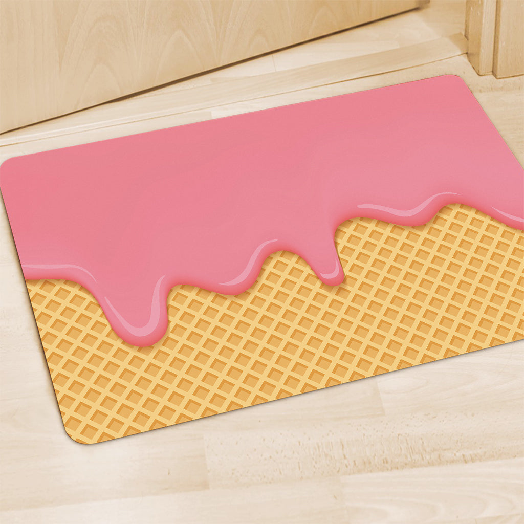 Pink Ice Cream Melted Print Polyester Doormat