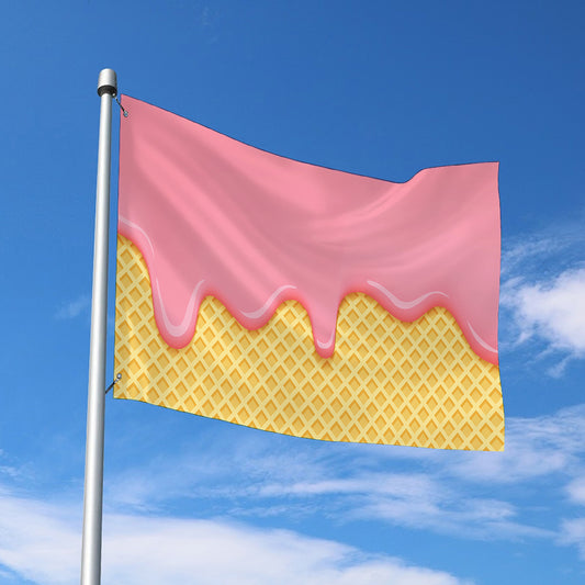 Pink Ice Cream Melted Print Polyester Flag