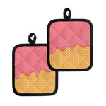 Pink Ice Cream Melted Print Pot Holders