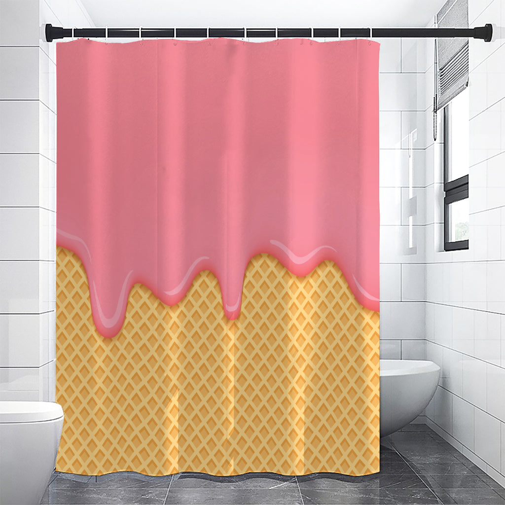 Pink Ice Cream Melted Print Premium Shower Curtain