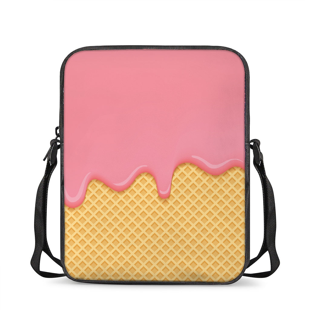 Pink Ice Cream Melted Print Rectangular Crossbody Bag