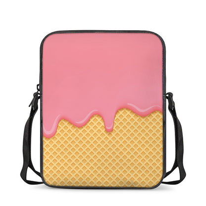 Pink Ice Cream Melted Print Rectangular Crossbody Bag