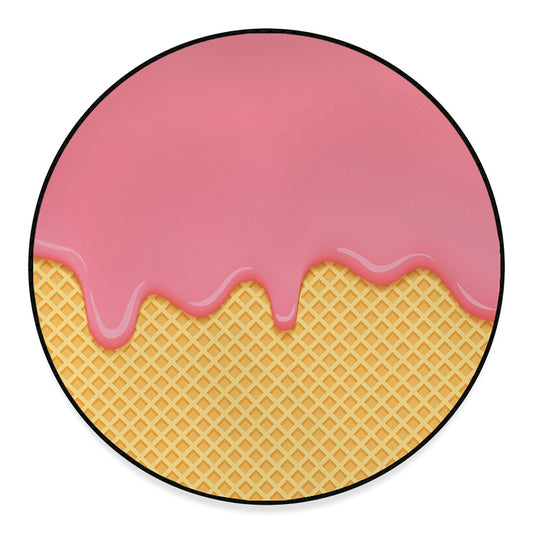 Pink Ice Cream Melted Print Round Floor Mat