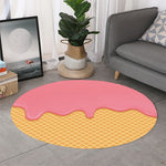 Pink Ice Cream Melted Print Round Rug