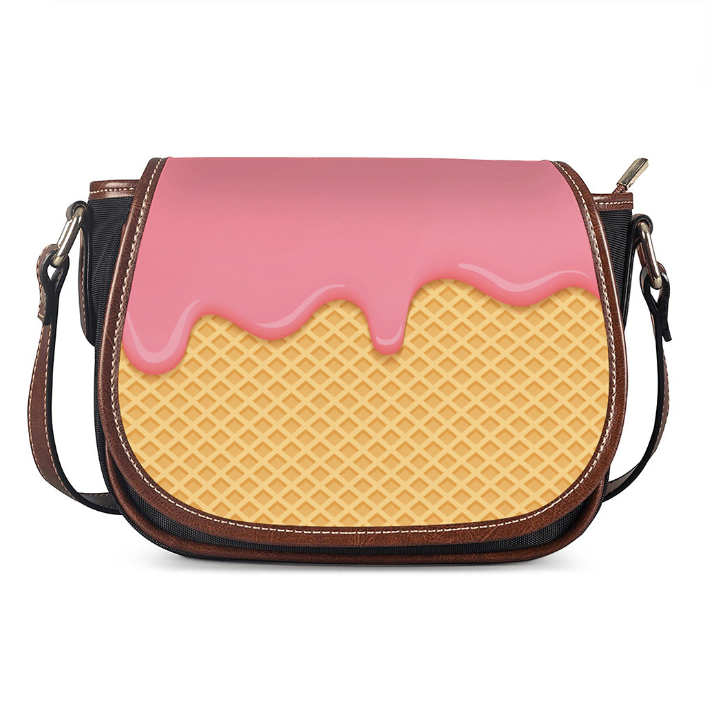 Pink Ice Cream Melted Print Saddle Bag