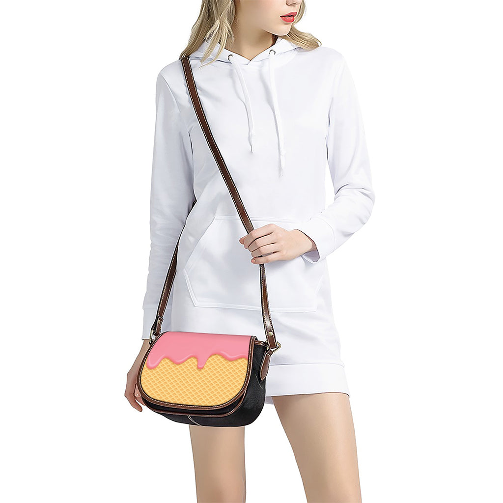 Pink Ice Cream Melted Print Saddle Bag
