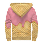Pink Ice Cream Melted Print Sherpa Lined Zip Up Hoodie