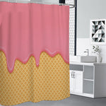 Pink Ice Cream Melted Print Shower Curtain