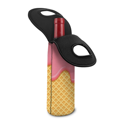 Pink Ice Cream Melted Print Single Neoprene Wine Tote