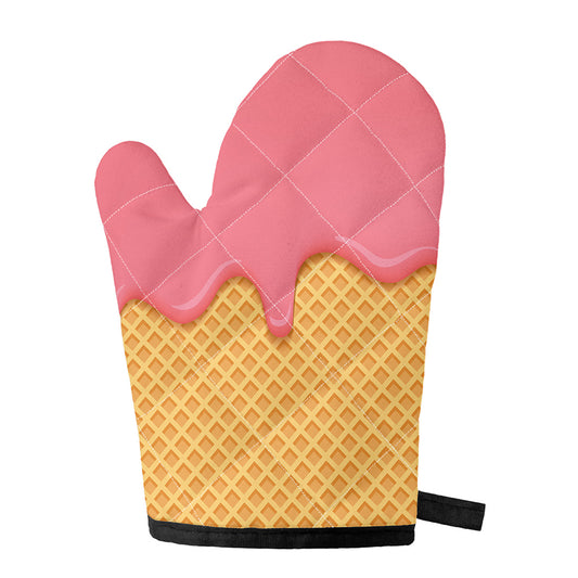 Pink Ice Cream Melted Print Single Oven Mitt