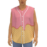 Pink Ice Cream Melted Print Sleeveless Baseball Jersey
