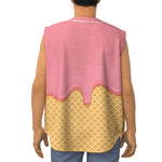 Pink Ice Cream Melted Print Sleeveless Baseball Jersey