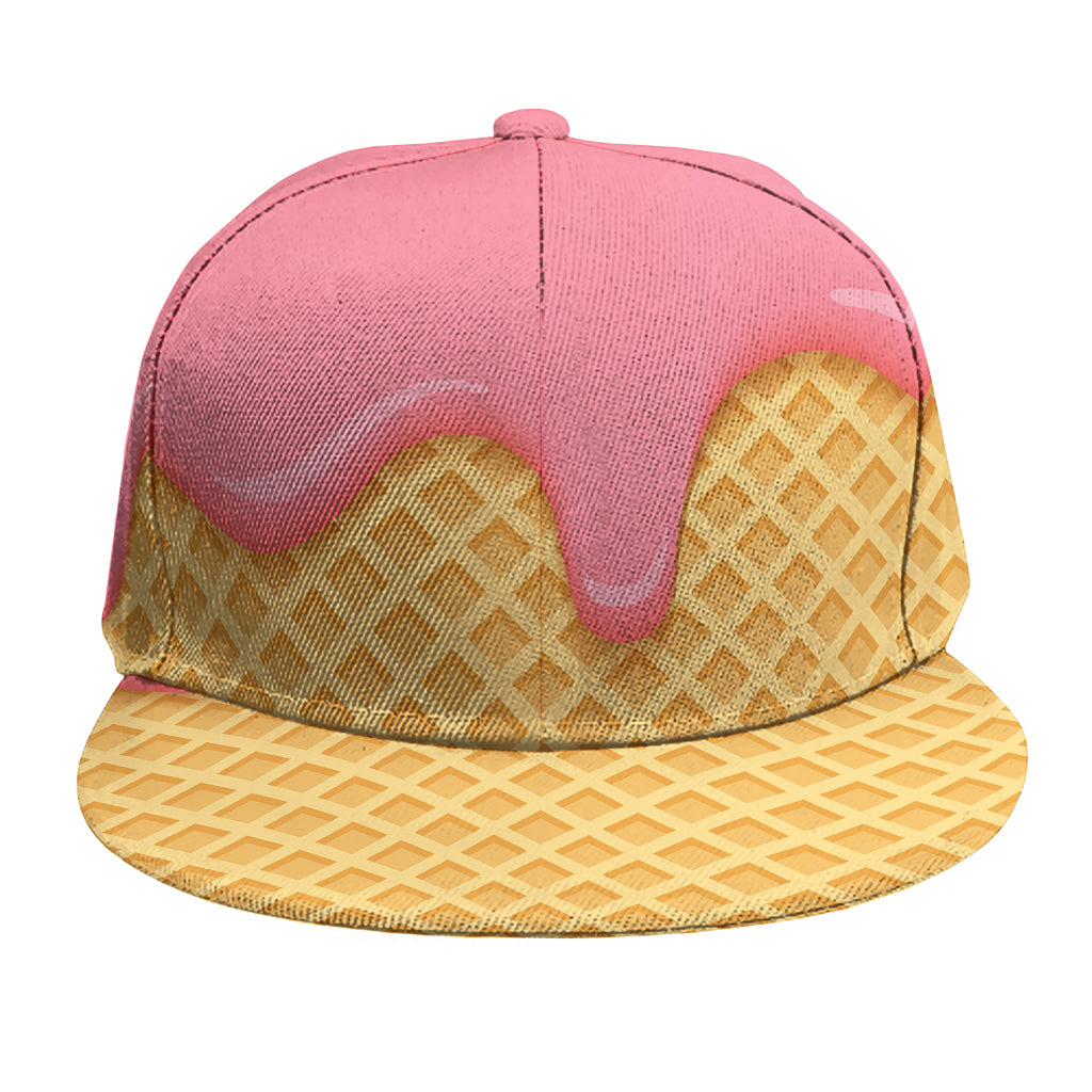 Pink Ice Cream Melted Print Snapback Cap
