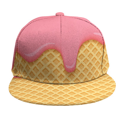 Pink Ice Cream Melted Print Snapback Cap