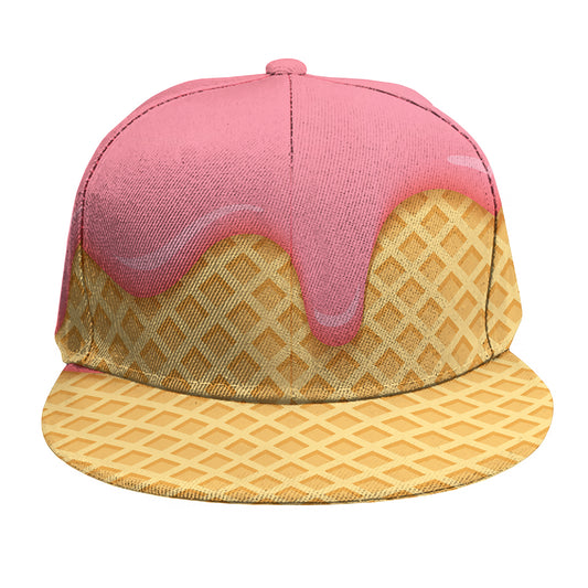 Pink Ice Cream Melted Print Snapback Cap