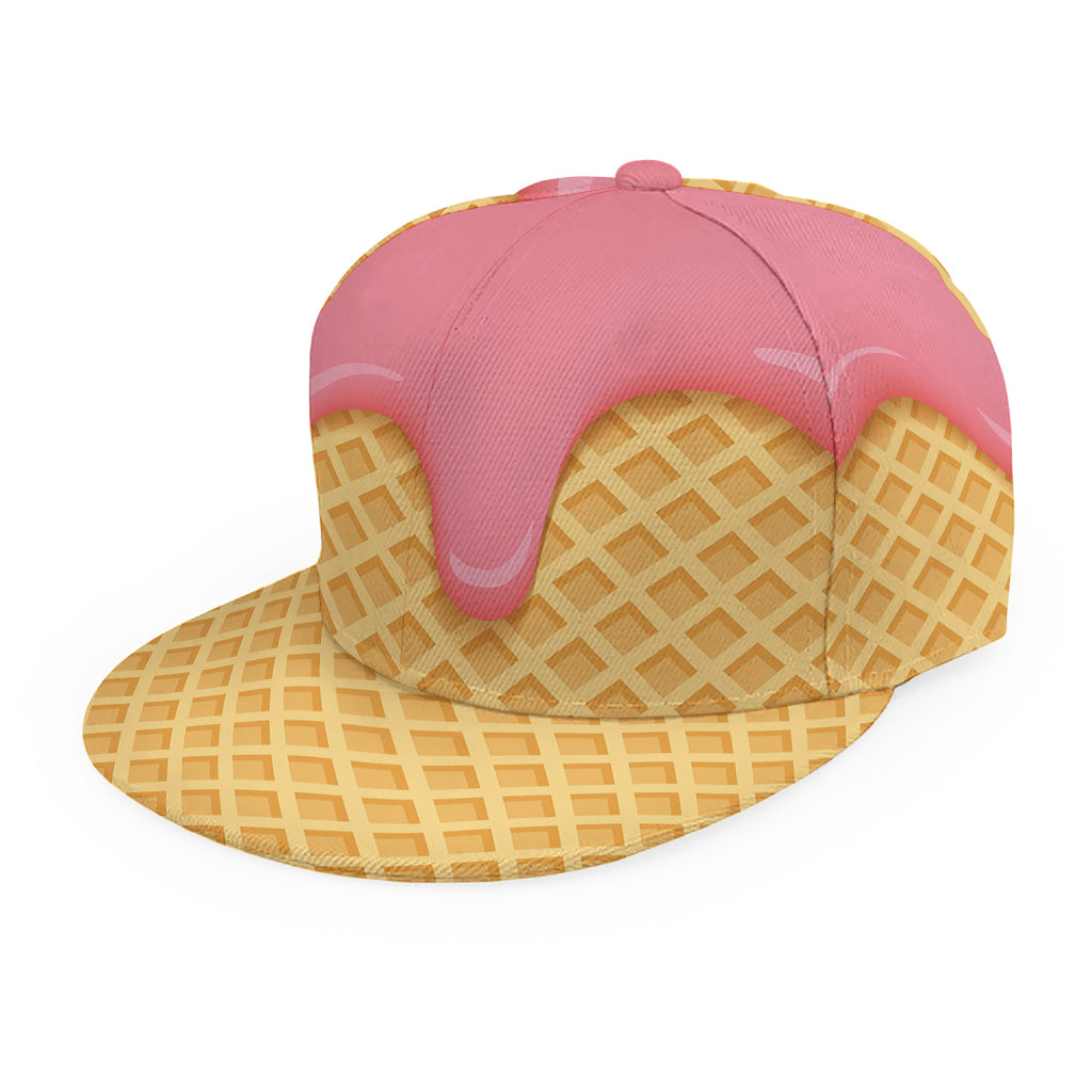Pink Ice Cream Melted Print Snapback Cap