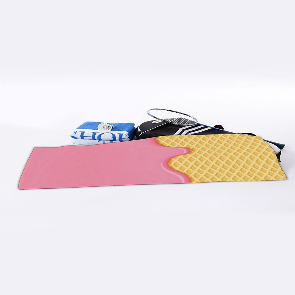 Pink Ice Cream Melted Print Sports Towel