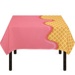 Pink Ice Cream Melted Print Tablecloth