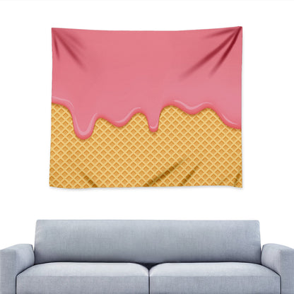 Pink Ice Cream Melted Print Tapestry