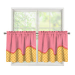 Pink Ice Cream Melted Print Tier Curtains