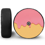 Pink Ice Cream Melted Print Tire Cover With Camera Hole