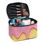 Pink Ice Cream Melted Print Travel Makeup Bag