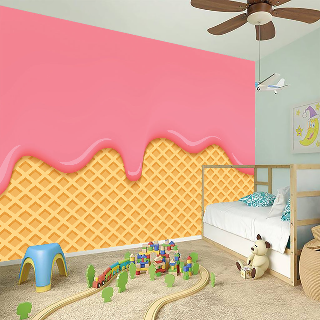 Pink Ice Cream Melted Print Wall Sticker