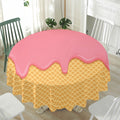 Pink Ice Cream Melted Print Waterproof Round Tablecloth