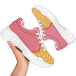 Pink Ice Cream Melted Print White Chunky Shoes