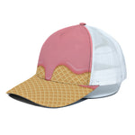 Pink Ice Cream Melted Print White Mesh Trucker Cap