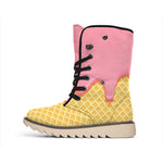 Pink Ice Cream Melted Print Winter Boots