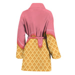Pink Ice Cream Melted Print Women's Bathrobe