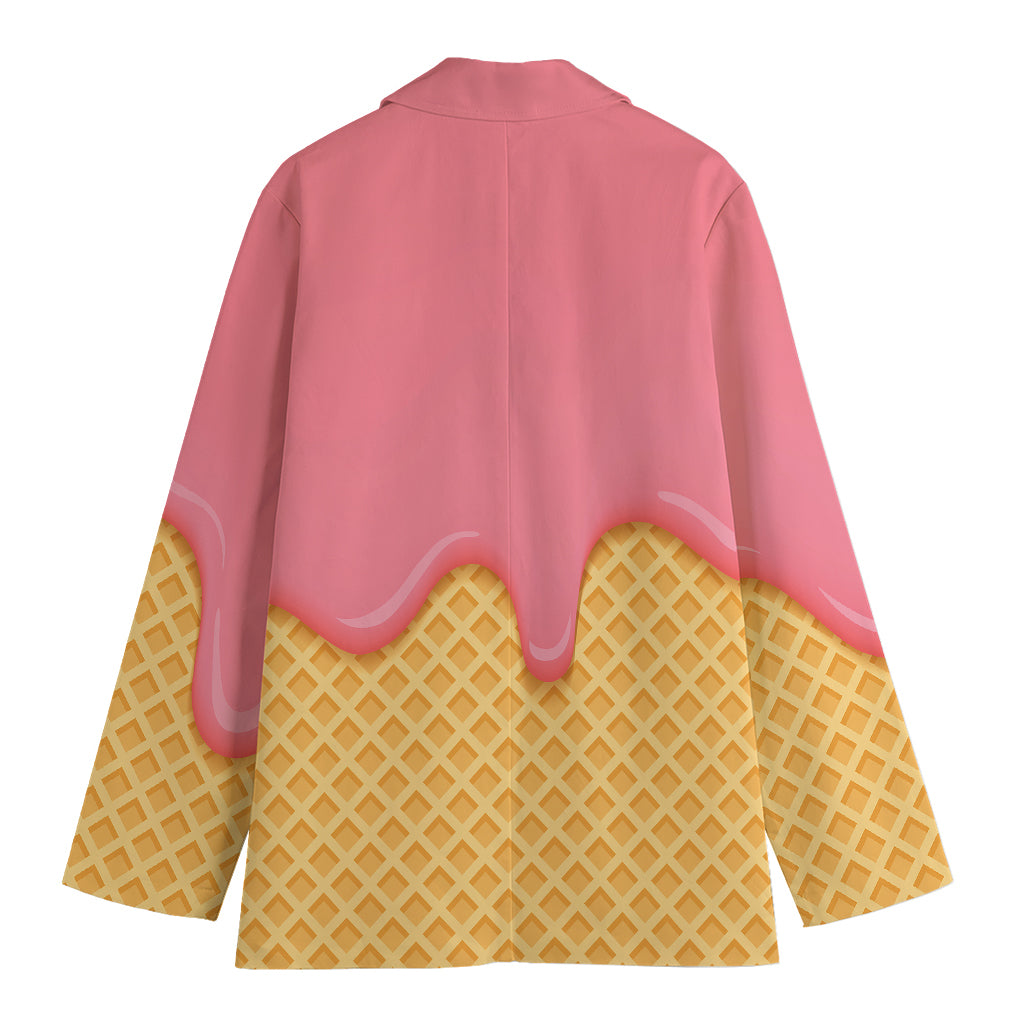 Pink Ice Cream Melted Print Women's Blazer