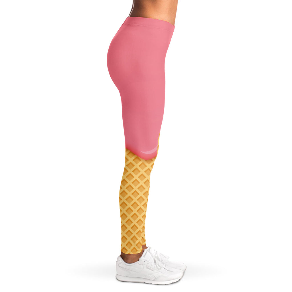 Pink Ice Cream Melted Print Women's Leggings